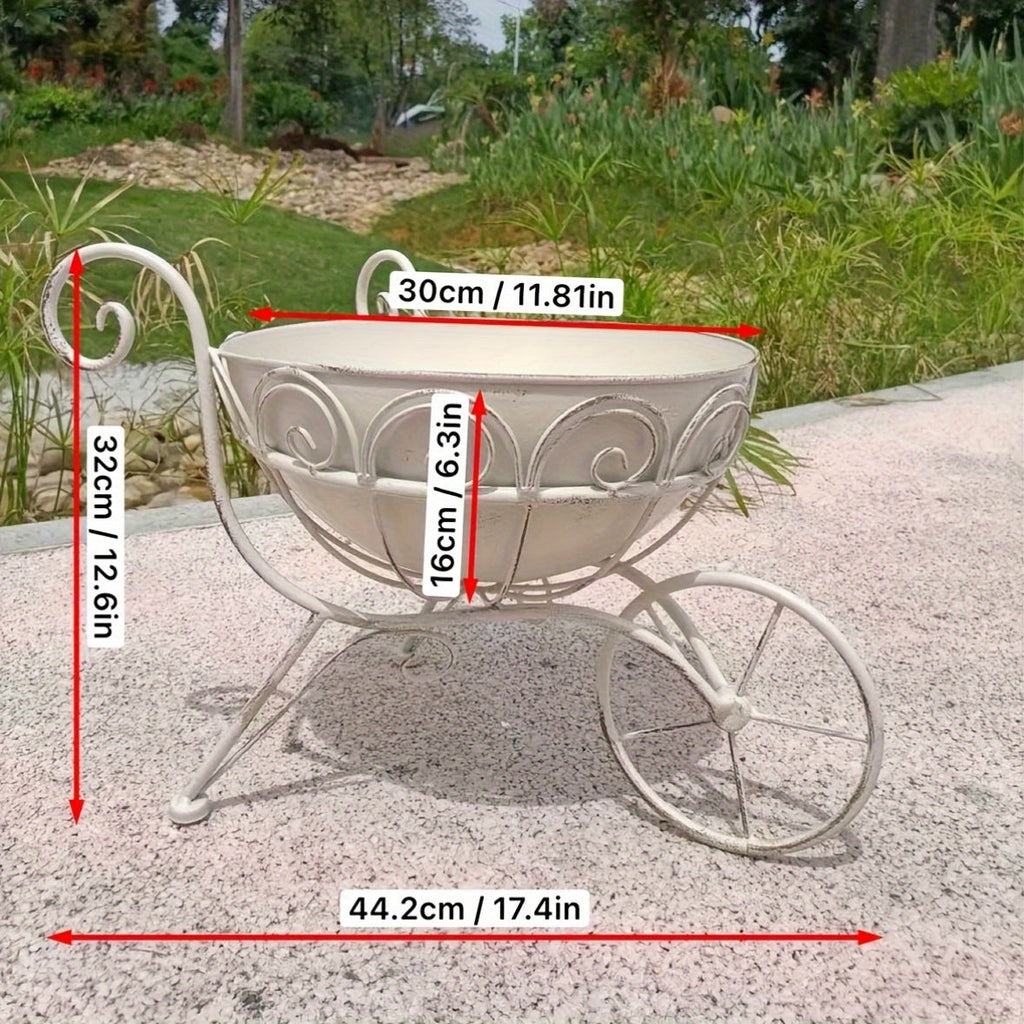 NNETM Vintage Iron Garden Cart Planter with Drainage