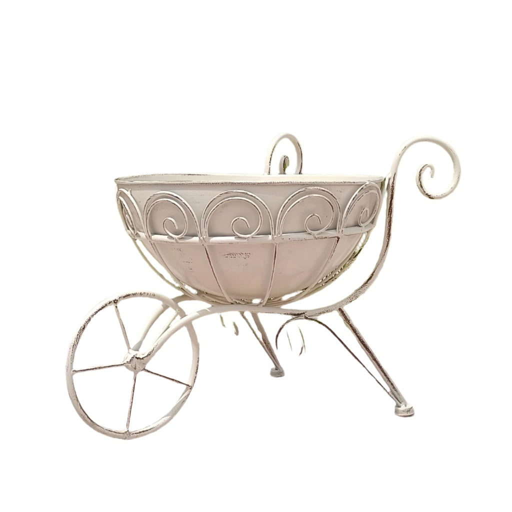 NNETM Vintage Iron Garden Cart Planter with Drainage