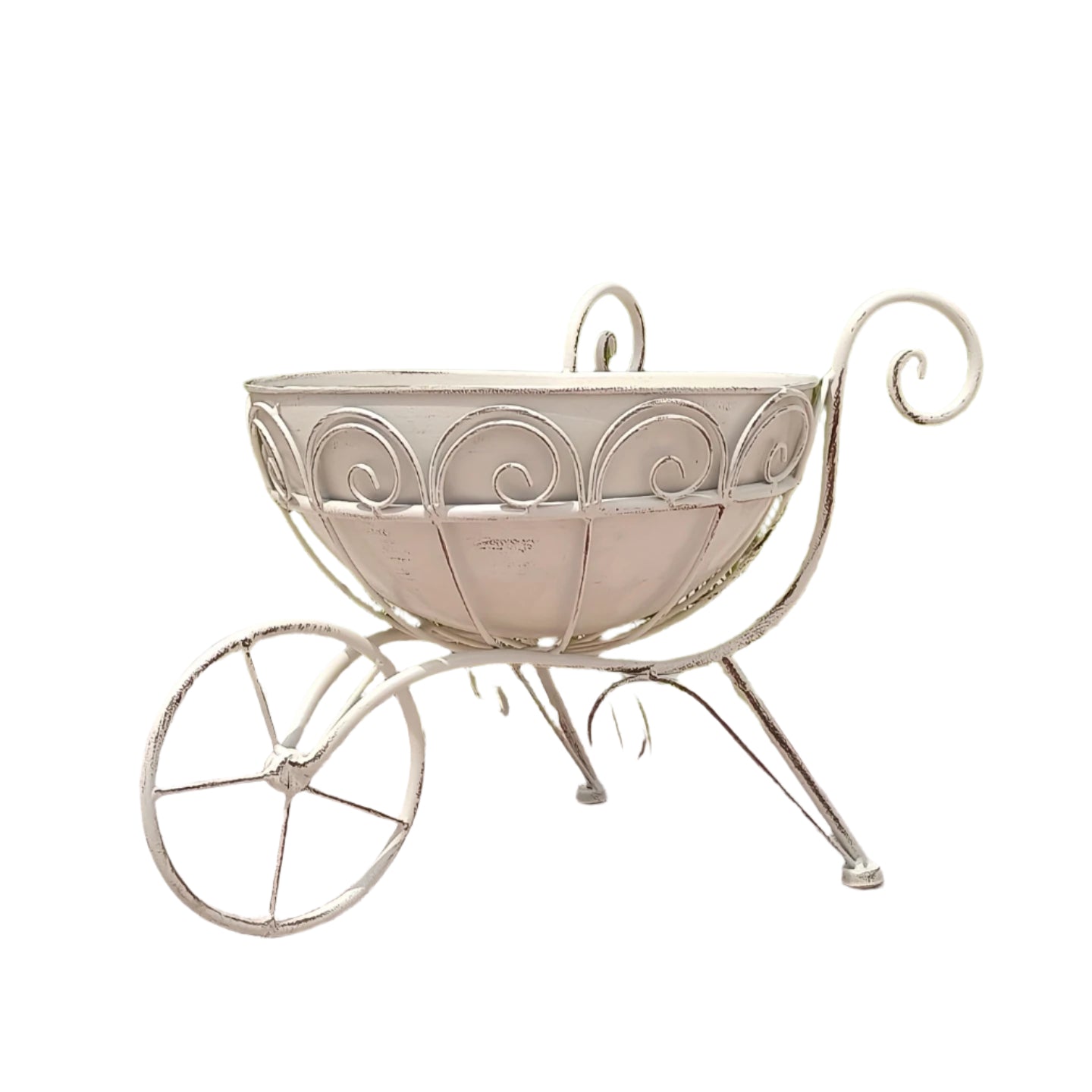 NNETM Vintage Iron Garden Cart Planter with Drainage