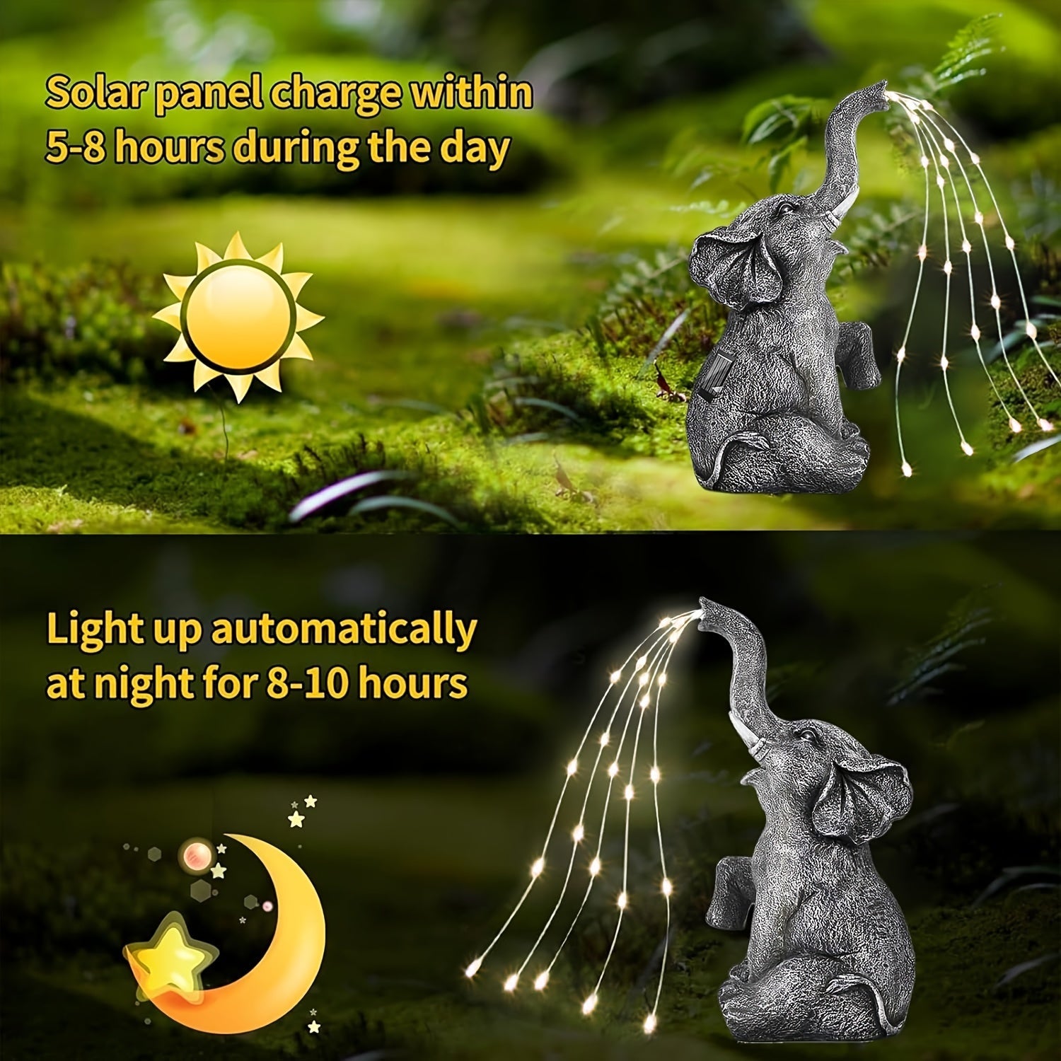 NNETM Solar Elephant LED Lantern Garden Light Outdoor Decor