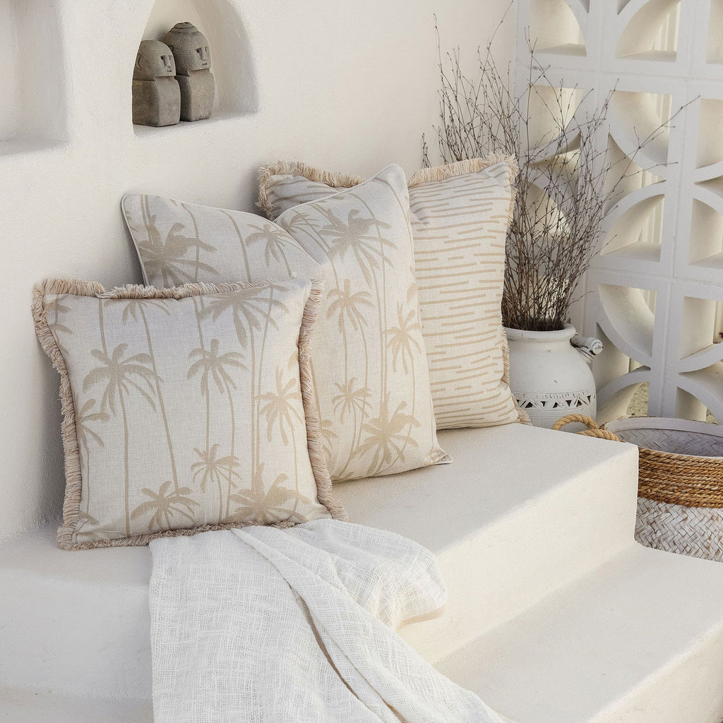 Cushion Cover-With Piping-Tall Palms Beige-60cm x 60cm