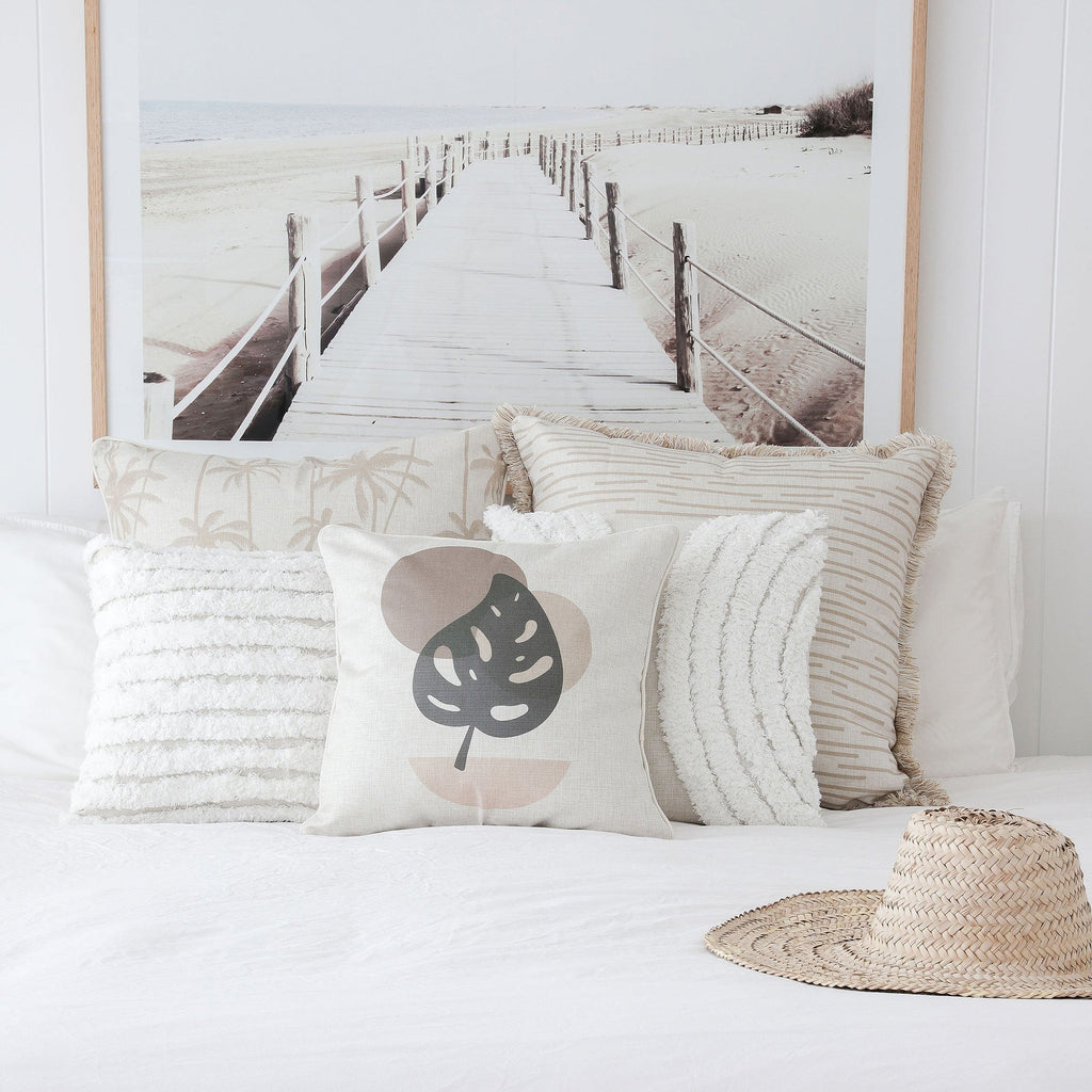 Cushion Cover-With Piping-Tall Palms Beige-60cm x 60cm