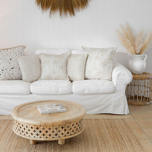 Cushion Cover-With Piping-Tall Palms Beige-60cm x 60cm