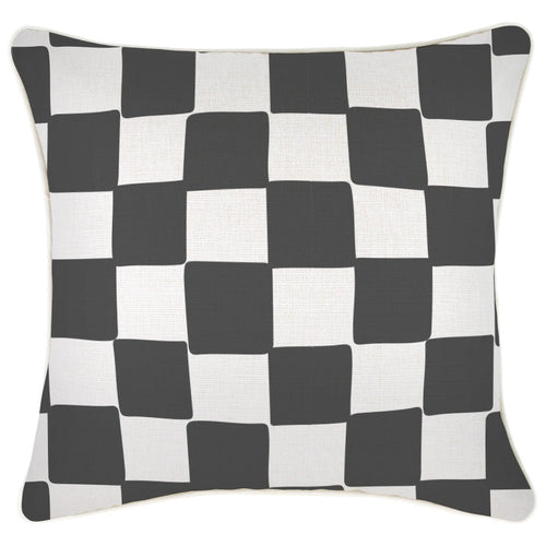 Cushion Cover-With Piping-Check Charcoal-45cm x 45cm