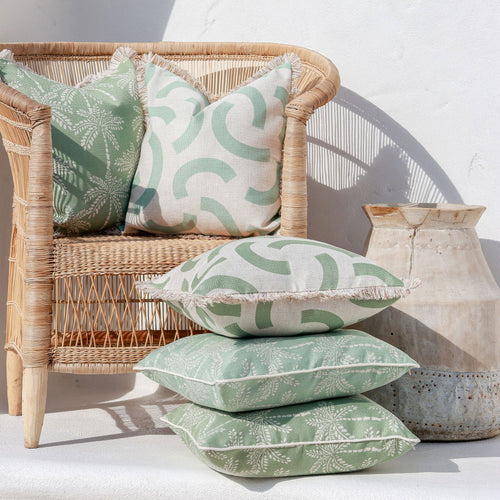 Cushion Cover-Coastal Fringe-Cabana Palms Sage-60cm x 60cm