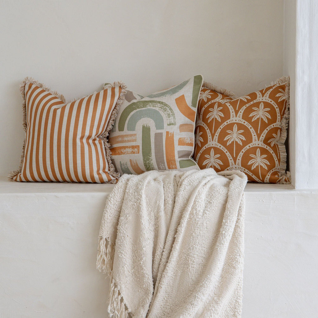 Cushion Cover-Coastal Fringe-Corfu Rust-45cm x 45cm