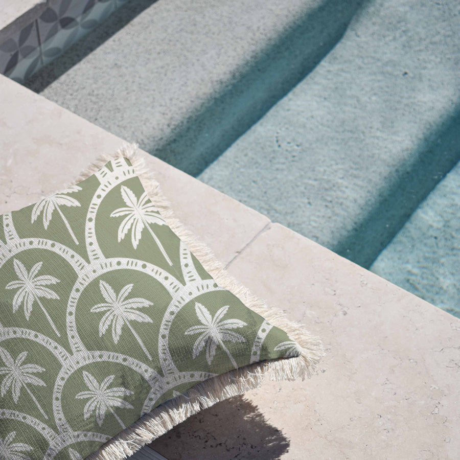 Cushion Cover-Coastal Fringe-Corfu Sage-60cm x 60cm