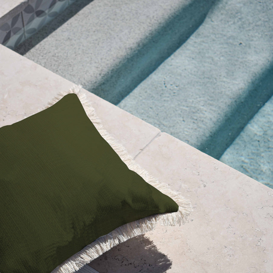 Cushion Cover-Coastal Fringe-Solid Eucalyptus-60cm x 60cm