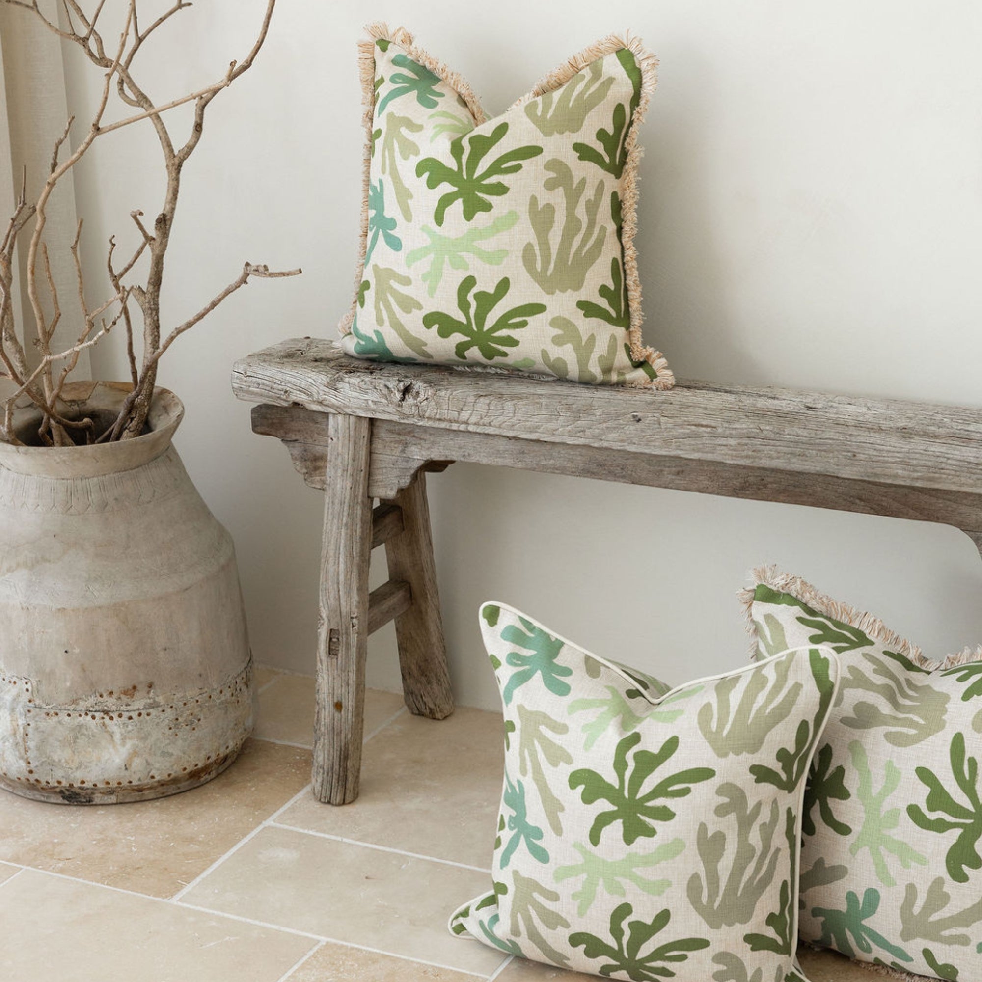 Cushion Cover-Coastal Fringe-Seaweed-45cm x 45cm