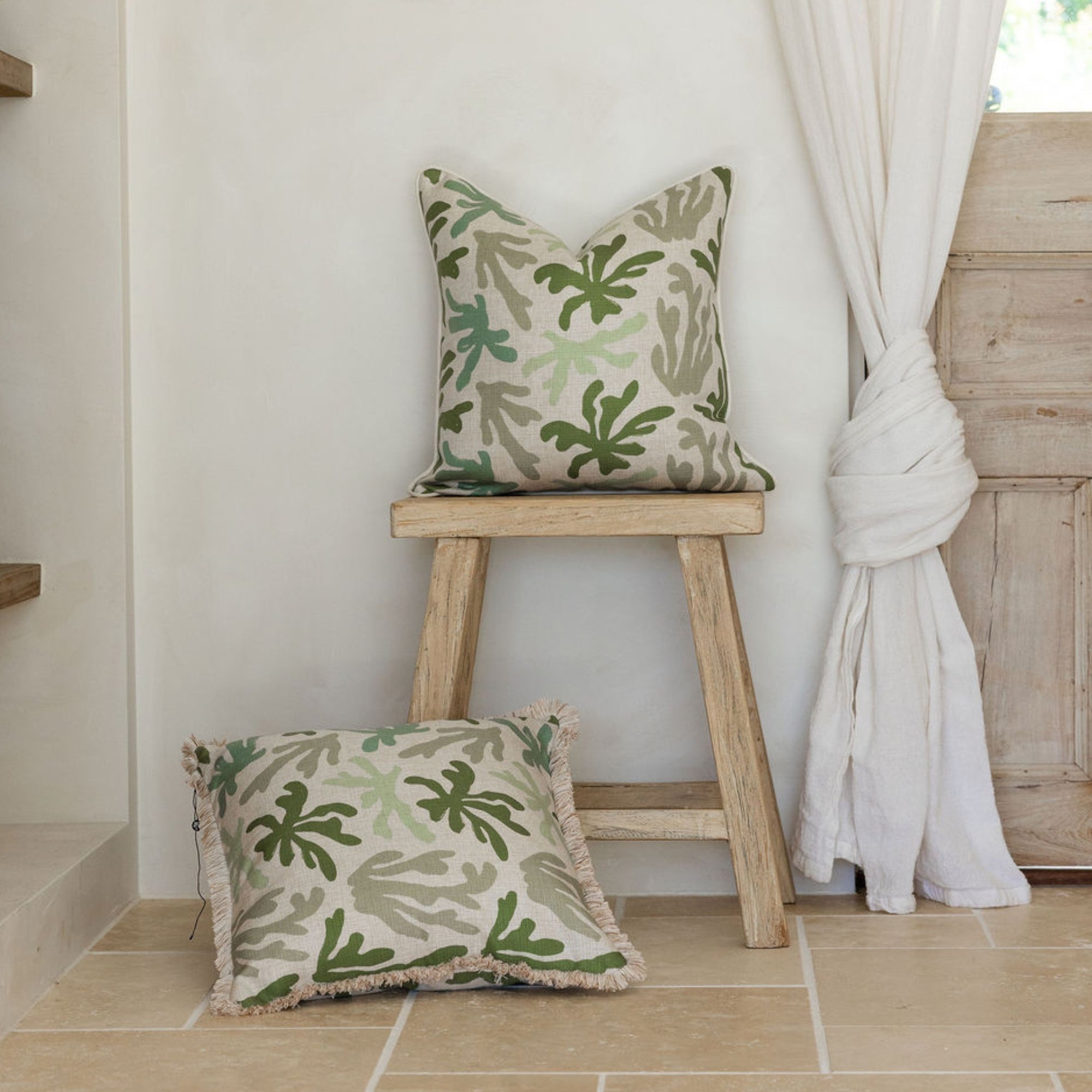 Cushion Cover-Coastal Fringe-Seaweed-45cm x 45cm