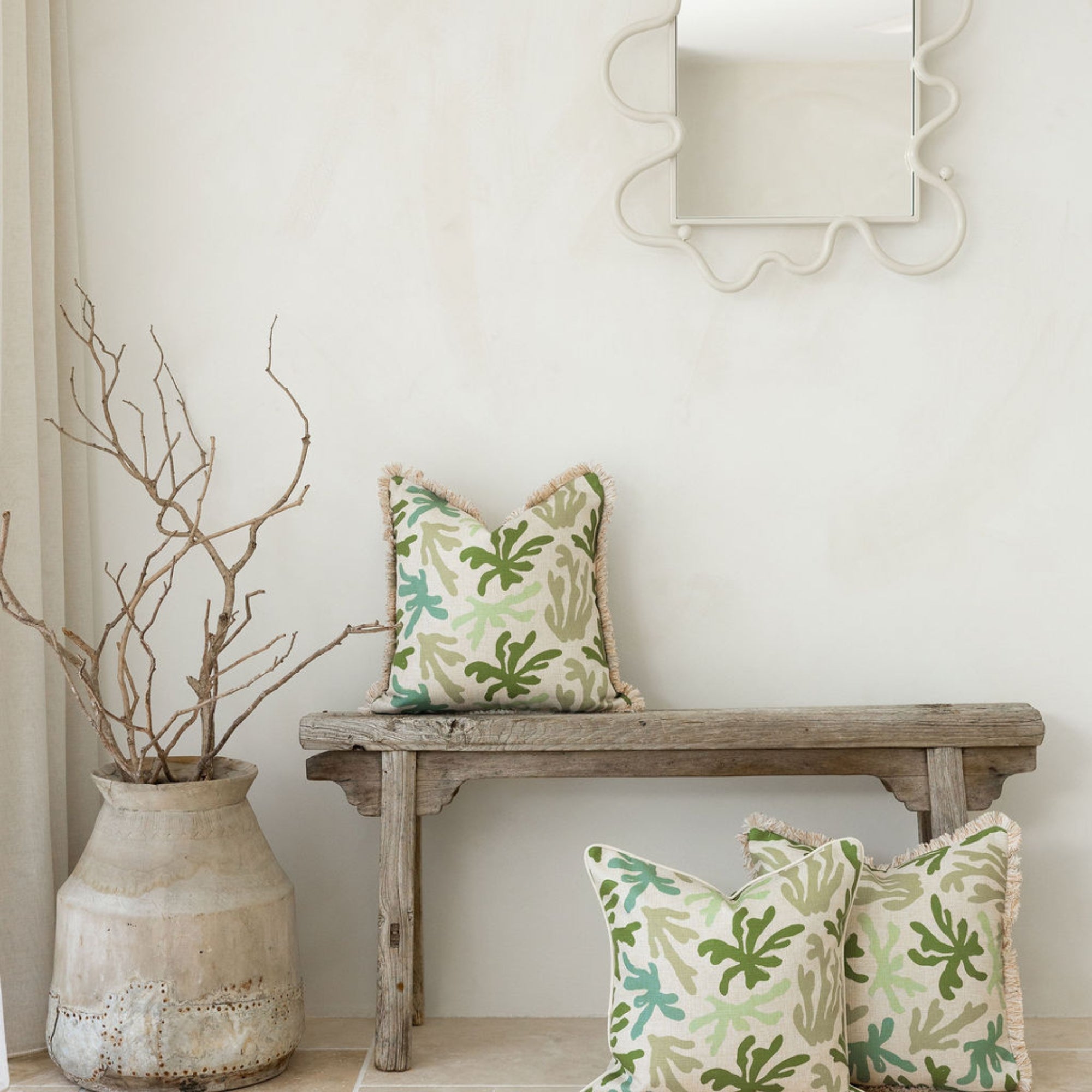 Cushion Cover-Coastal Fringe-Seaweed-45cm x 45cm
