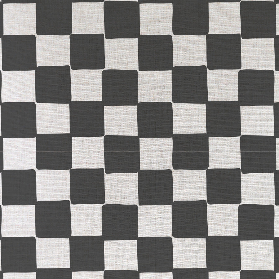 Cushion Cover-With Piping-Check Charcoal-45cm x 45cm