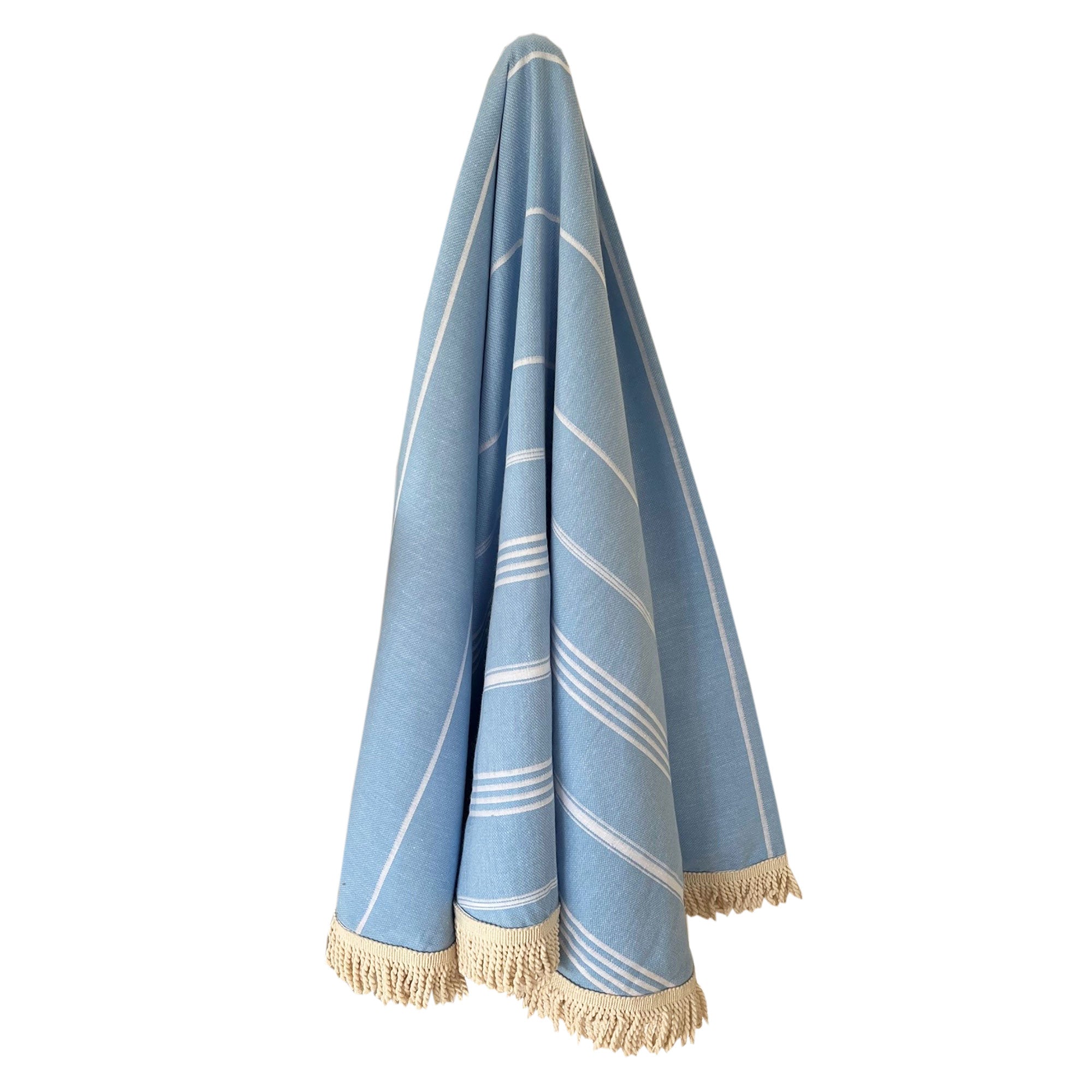 Round Bamboo Turkish Towel-Blue Stripe