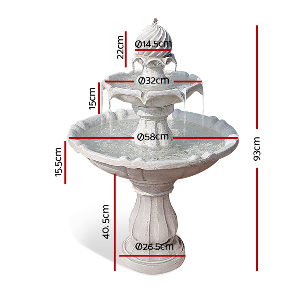 NNEDSZ 3 Tier Solar Powered Water Fountain - Ivory