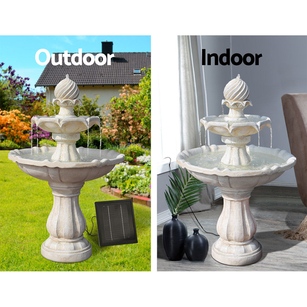 NNEDSZ 3 Tier Solar Powered Water Fountain - Ivory