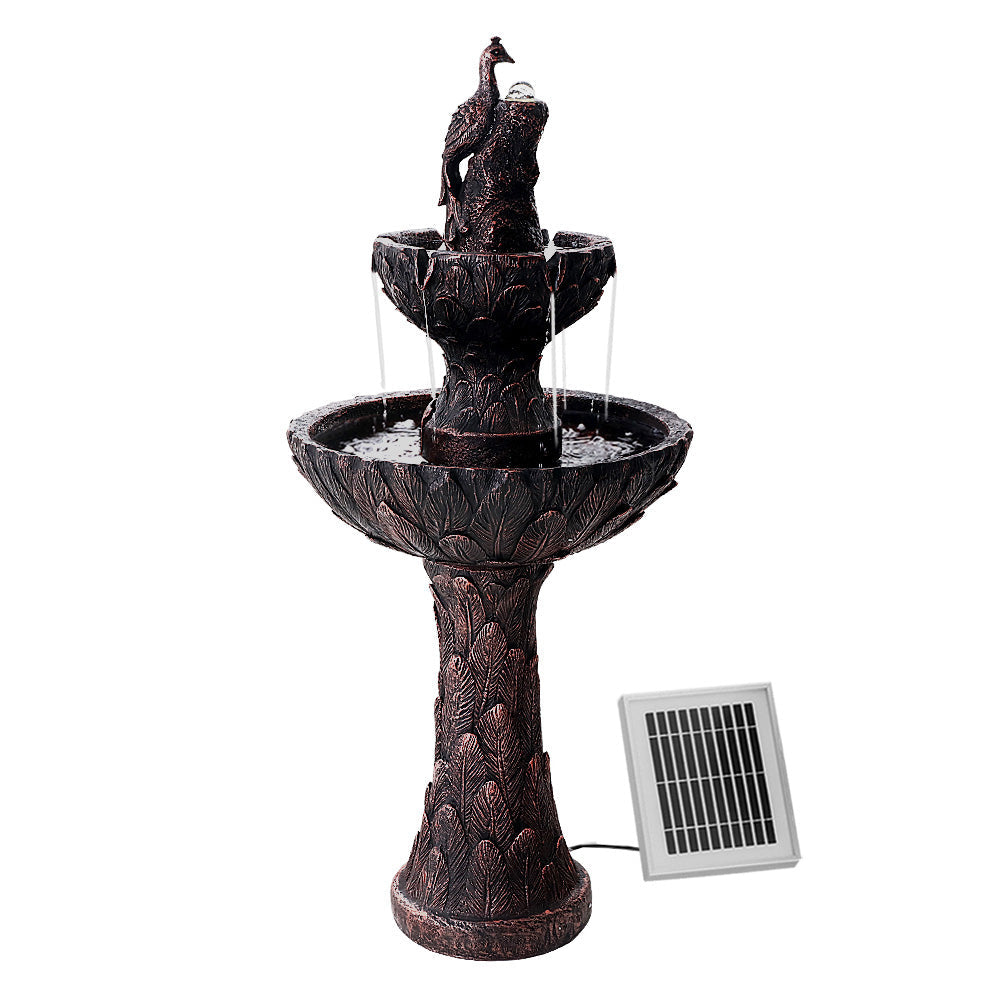 NNEDSZ  Water Solar Fountain Outdoor Bird Bath Peacock Cascading