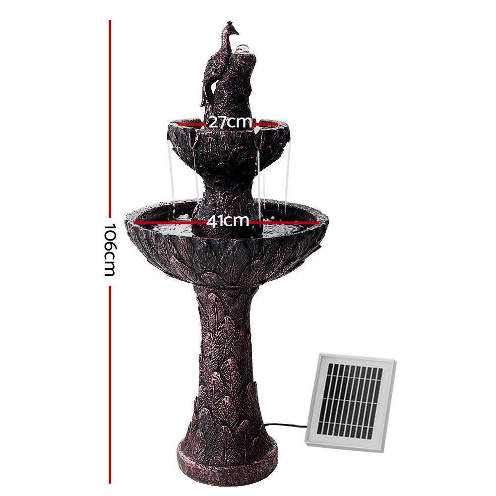 NNEDSZ  Water Solar Fountain Outdoor Bird Bath Peacock Cascading