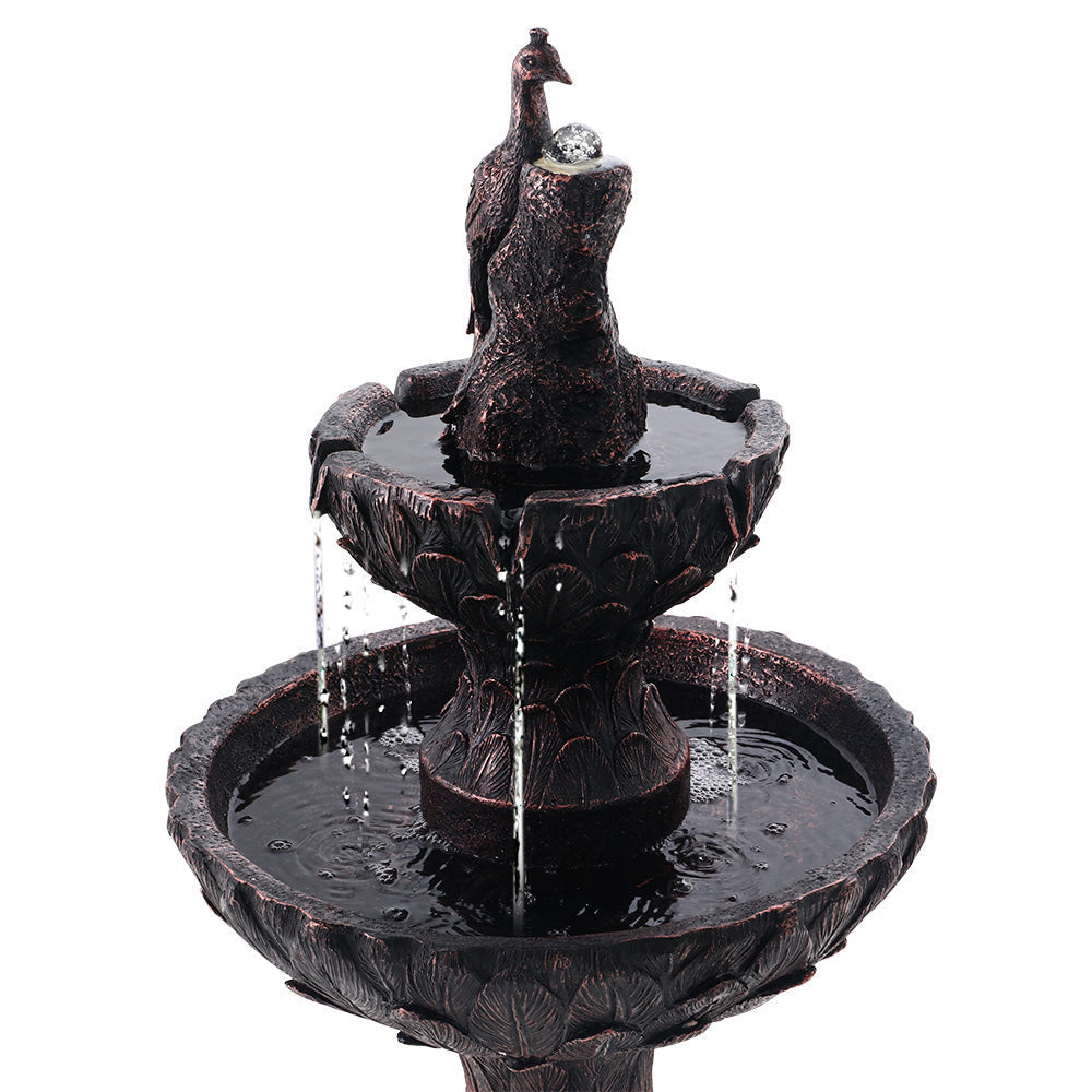 NNEDSZ  Water Solar Fountain Outdoor Bird Bath Peacock Cascading
