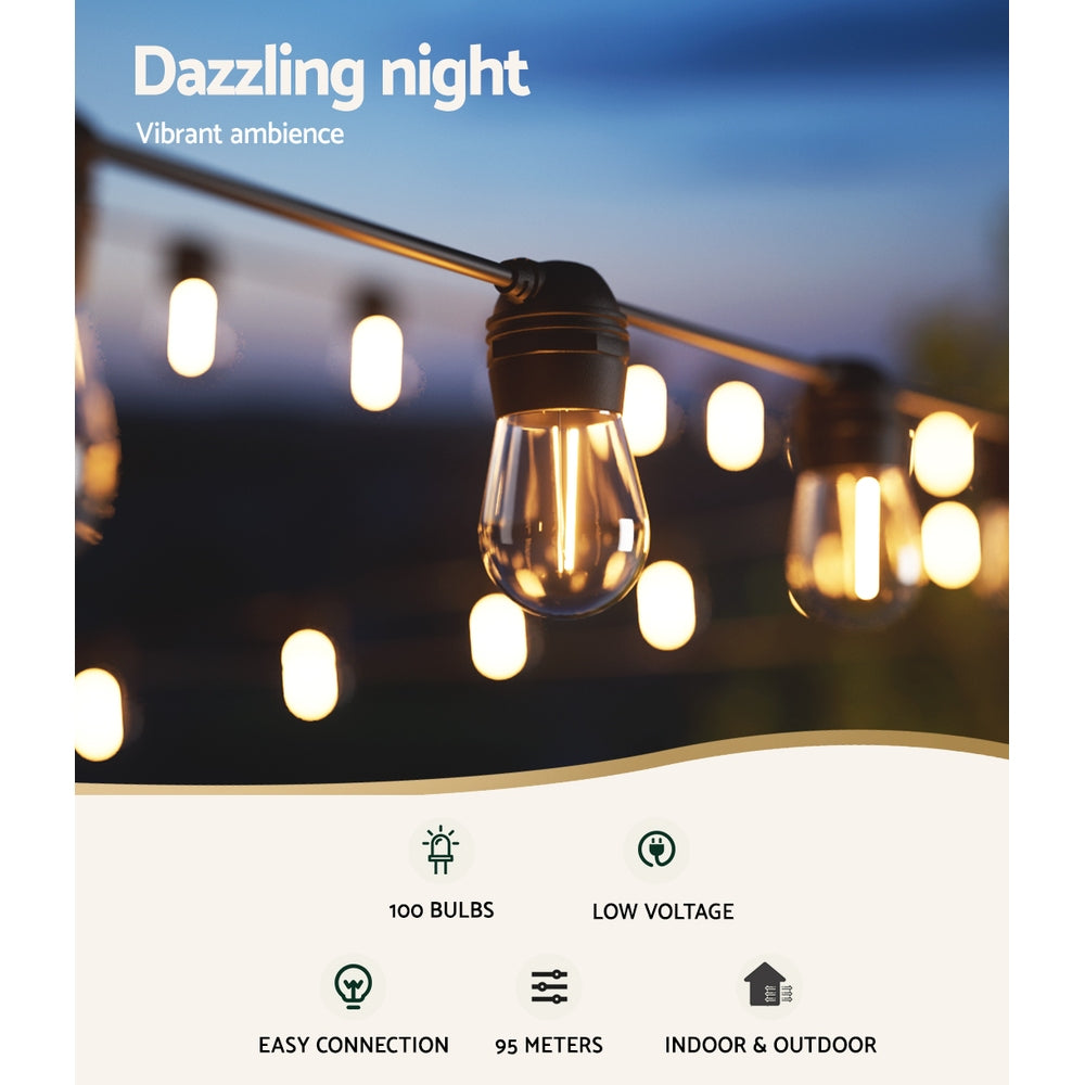 NNEDSZ 95m Solar Festoon Lights Outdoor LED String Light Christmas Party Decorations