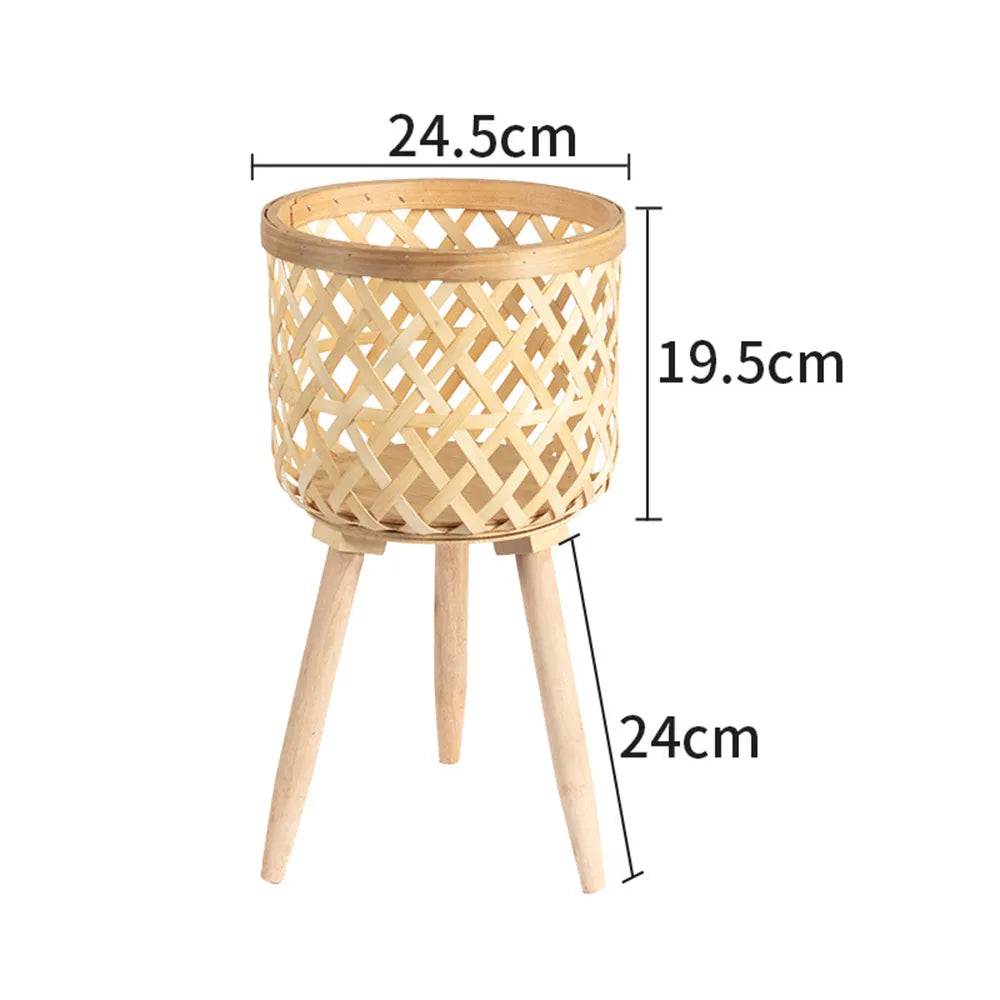 NNEOBA Handmade Bamboo Woven Flower Pot with Stand - Elegant Plant Display