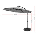NNEDSZ 3M Umbrella with 48x48cm Base Outdoor Umbrellas Cantilever Sun Beach Garden Patio Grey