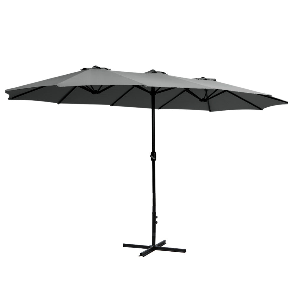 NNEDSZ Outdoor Umbrella Twin Umbrellas Beach Stand Garden Base Sun Patio 4.57m