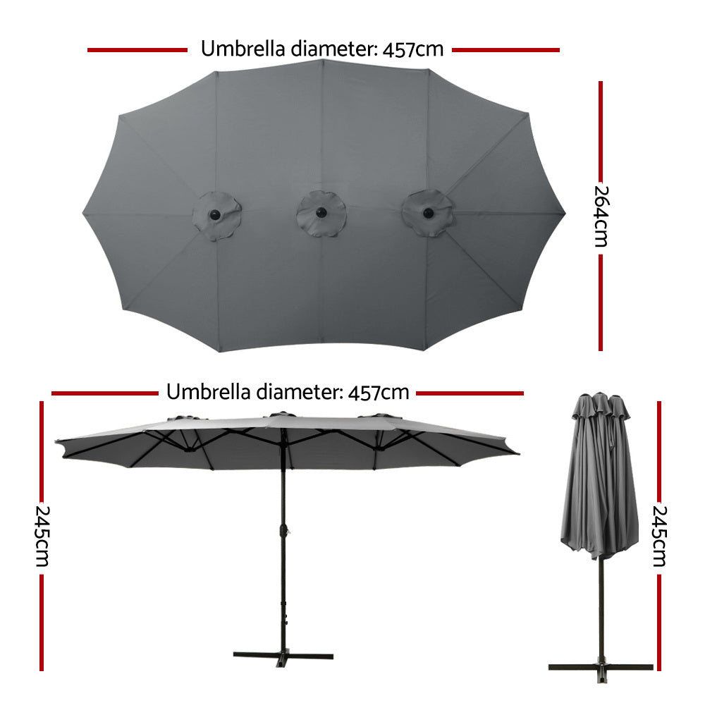 NNEDSZ Outdoor Umbrella Twin Umbrellas Beach Stand Garden Base Sun Patio 4.57m