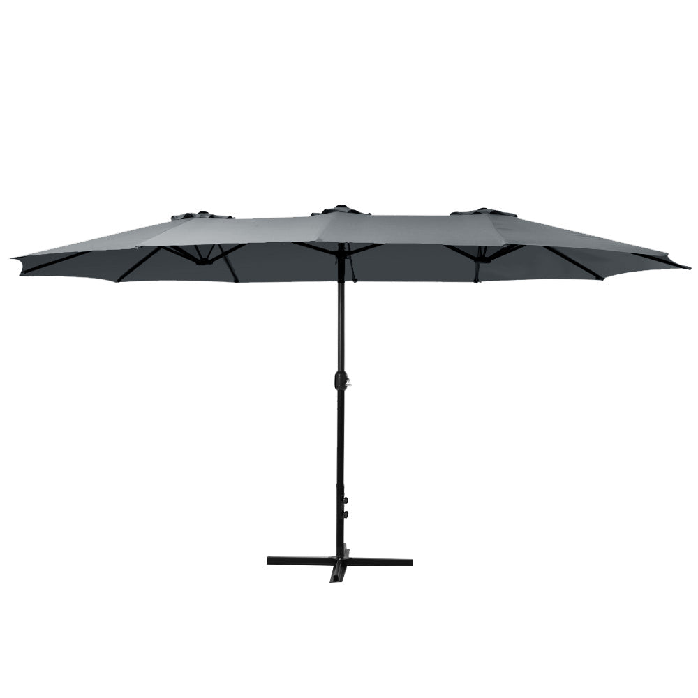 NNEDSZ Outdoor Umbrella Twin Umbrellas Beach Stand Garden Base Sun Patio 4.57m