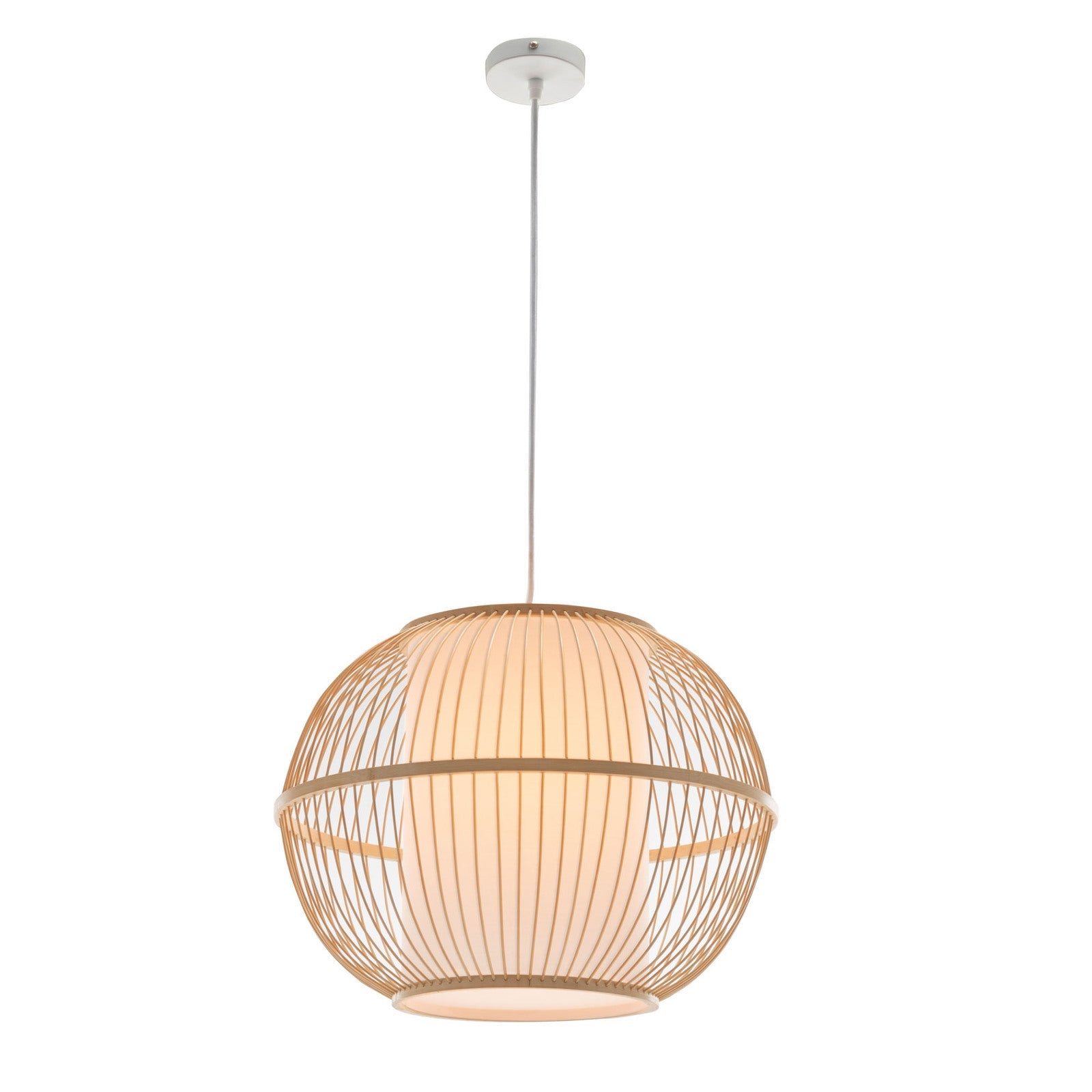 NNEDSZ Natural Woven Bamboo Sphere Pendant Lamp Hanging Light Bell Shade Boho Tropical