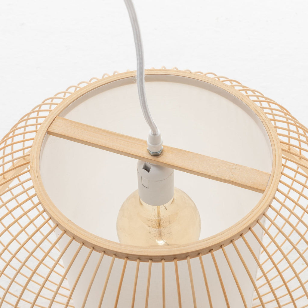 NNEDSZ Natural Woven Bamboo Sphere Pendant Lamp Hanging Light Bell Shade Boho Tropical