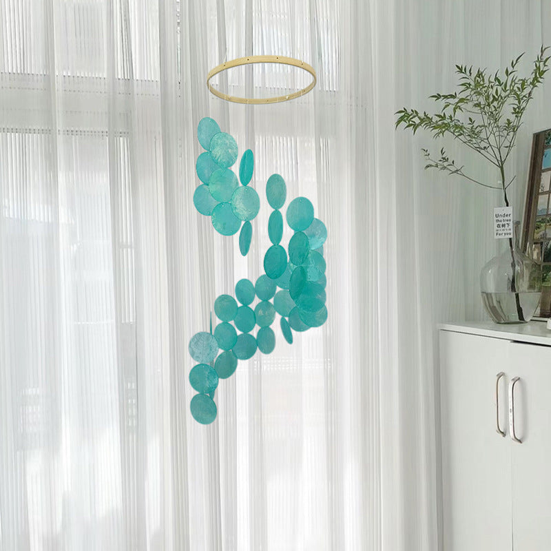 NNEDSZ Cyan Bohemian Seashell Wind Chime - Dream Catcher Hanging Decor for Home