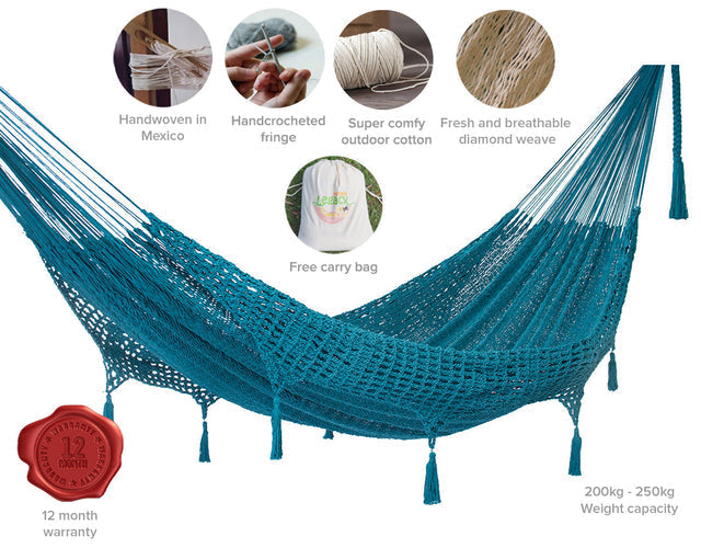 NNEDSZ Legacy Queen Size DeOutdoor Cotton Mexican Hammock in Bondi Colour