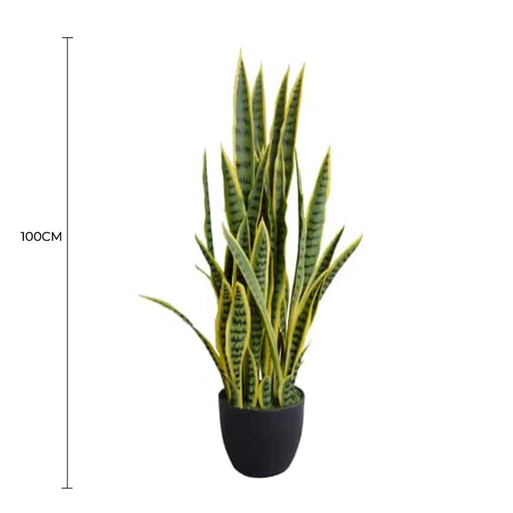 Artificial (faux) Mother in Law Tongue / Yellow Tongue Snake Plant UV Resistant 100CM