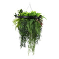 Black Artificial Hanging Plant Disc Chandelier with Trailing Foliage — 40cm UV Resistant