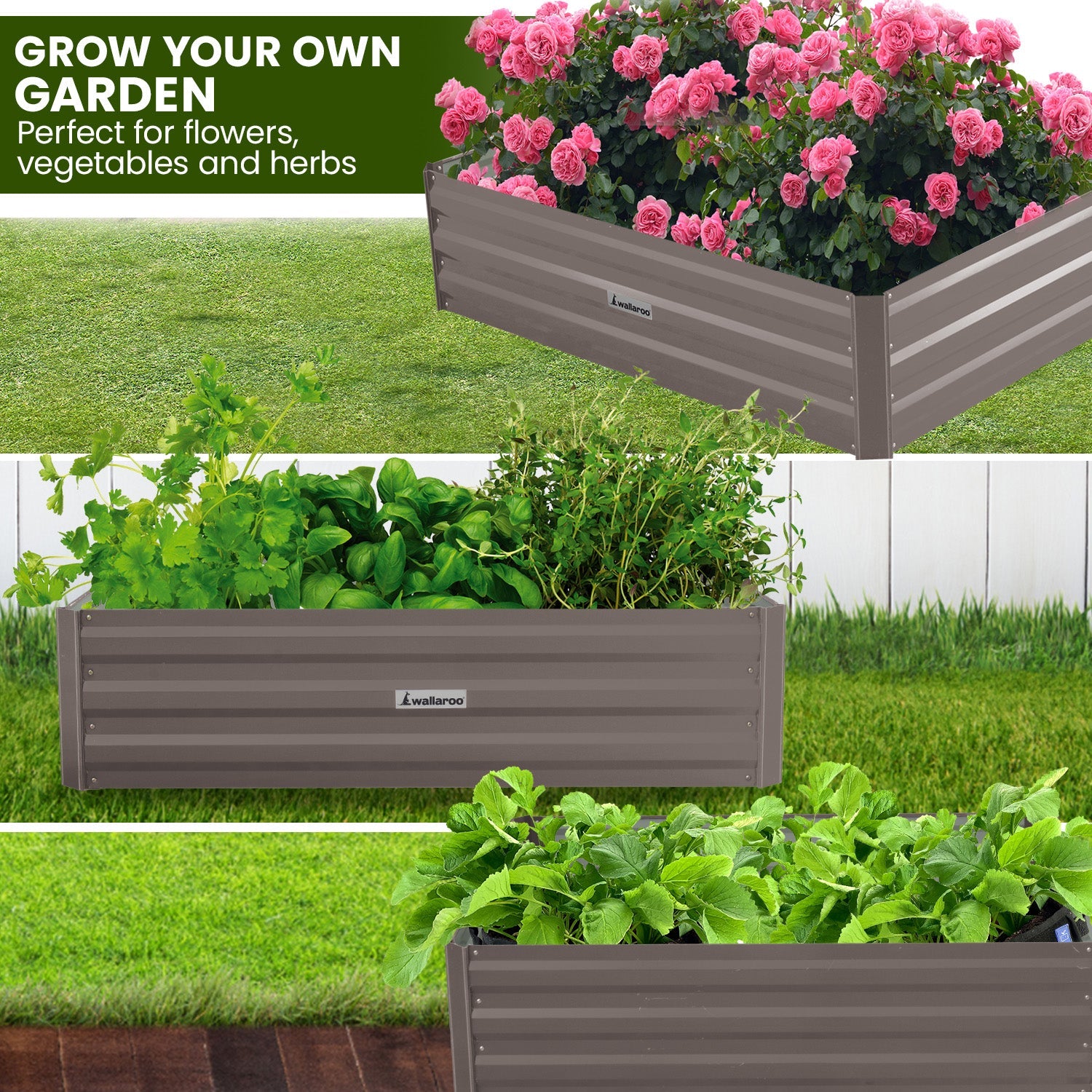 NNEDPE Garden Bed 210 x 90 x 30cm Galvanized Steel - Grey