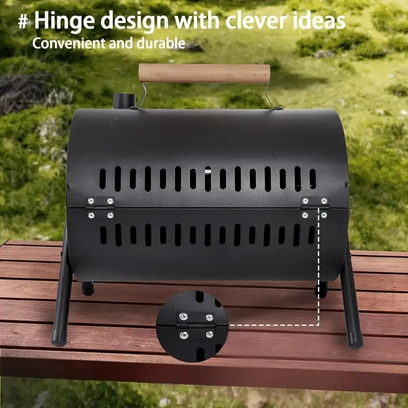 NNETM Charcoal Grill Barrel Portable Stainless Steel BBQ
