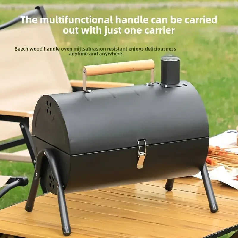 NNETM Charcoal Grill Barrel Portable Stainless Steel BBQ