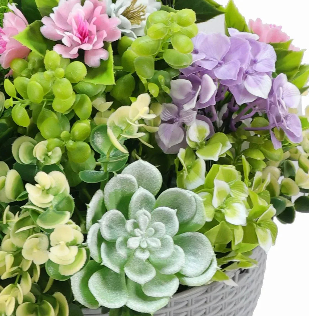 Luxury Modern Hanging Faux Succulent Bowl UV Protected (36cm)