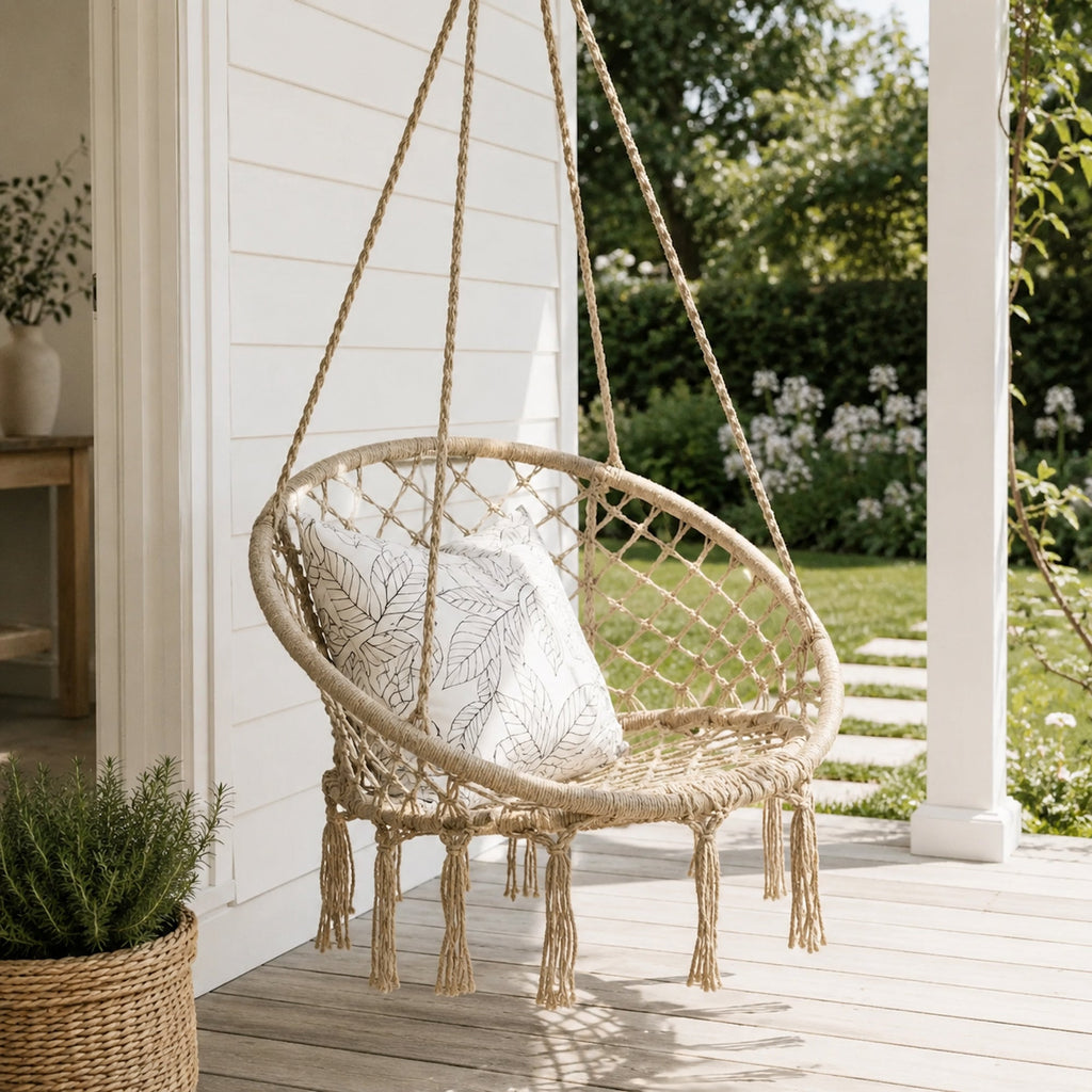 Madrid Macrame Hanging Chair Swing - Natural