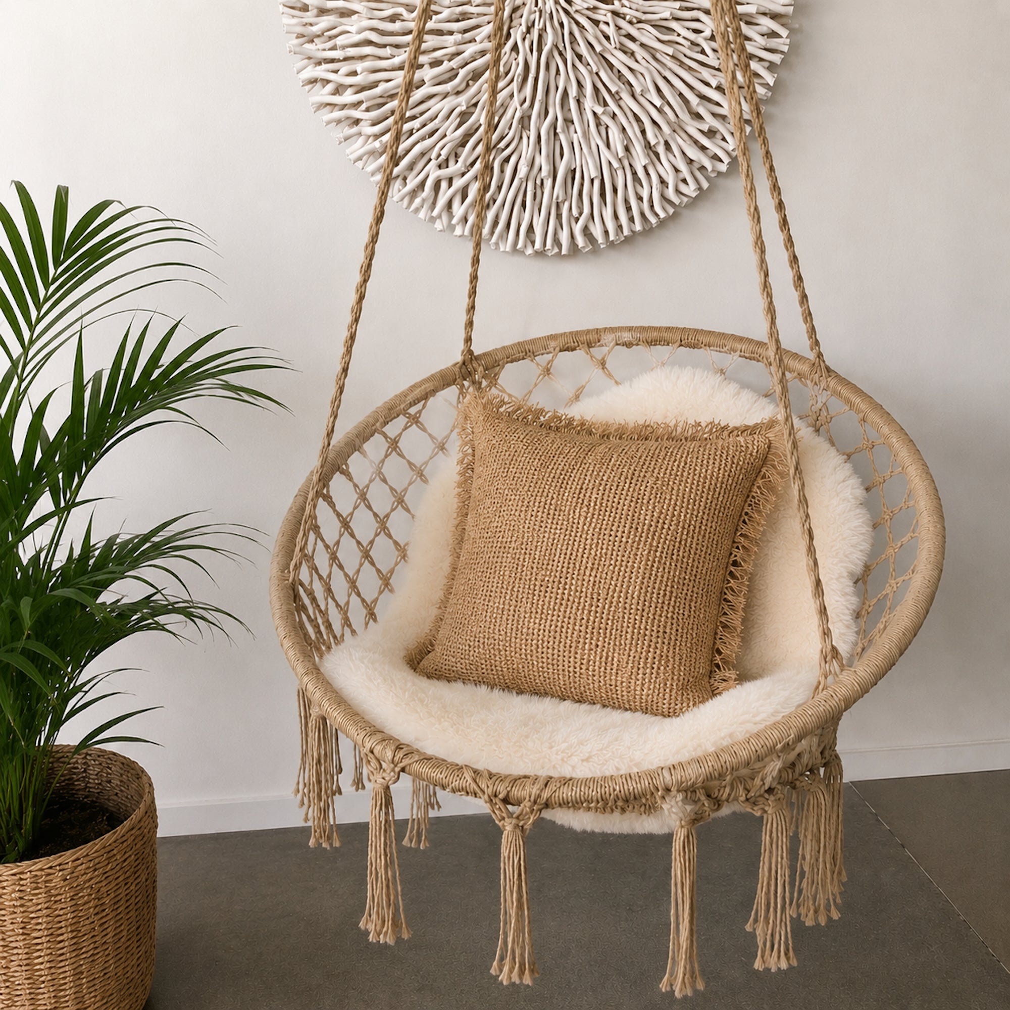 Madrid Macrame Hanging Chair Swing - Natural