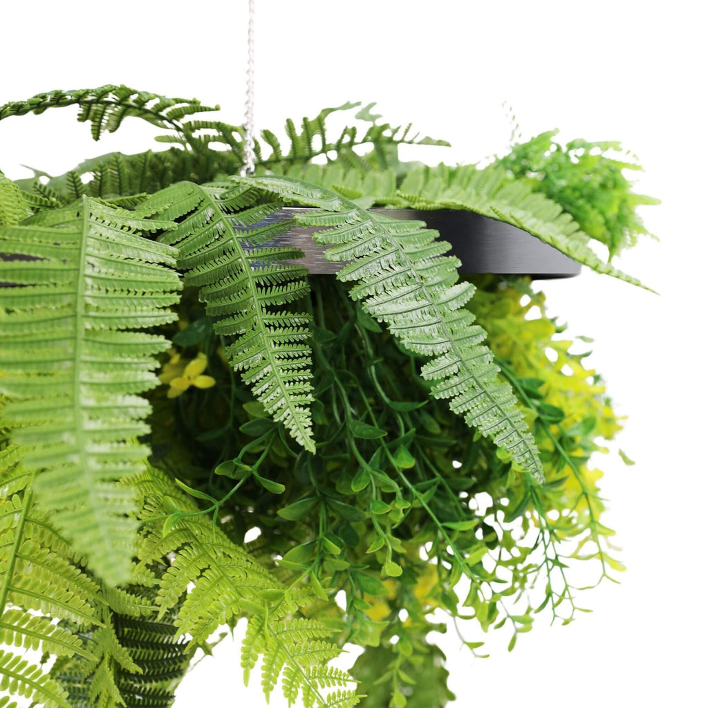 Silver Artificial Hanging Plant Disc Chandelier with Lifelike Trailing Foliage — 40cm UV Resistant